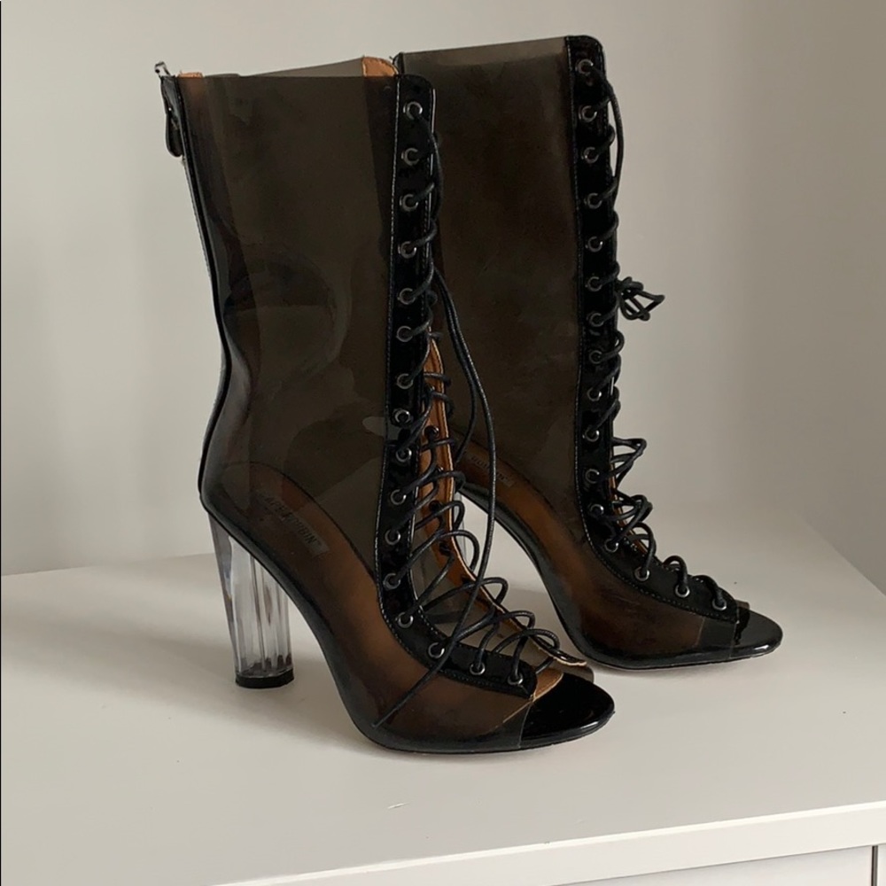 Cape Robbin Lace up Lucite Bootie